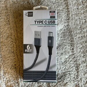 Durable Gray USB-C Cable 6 Feet for Cell Phones